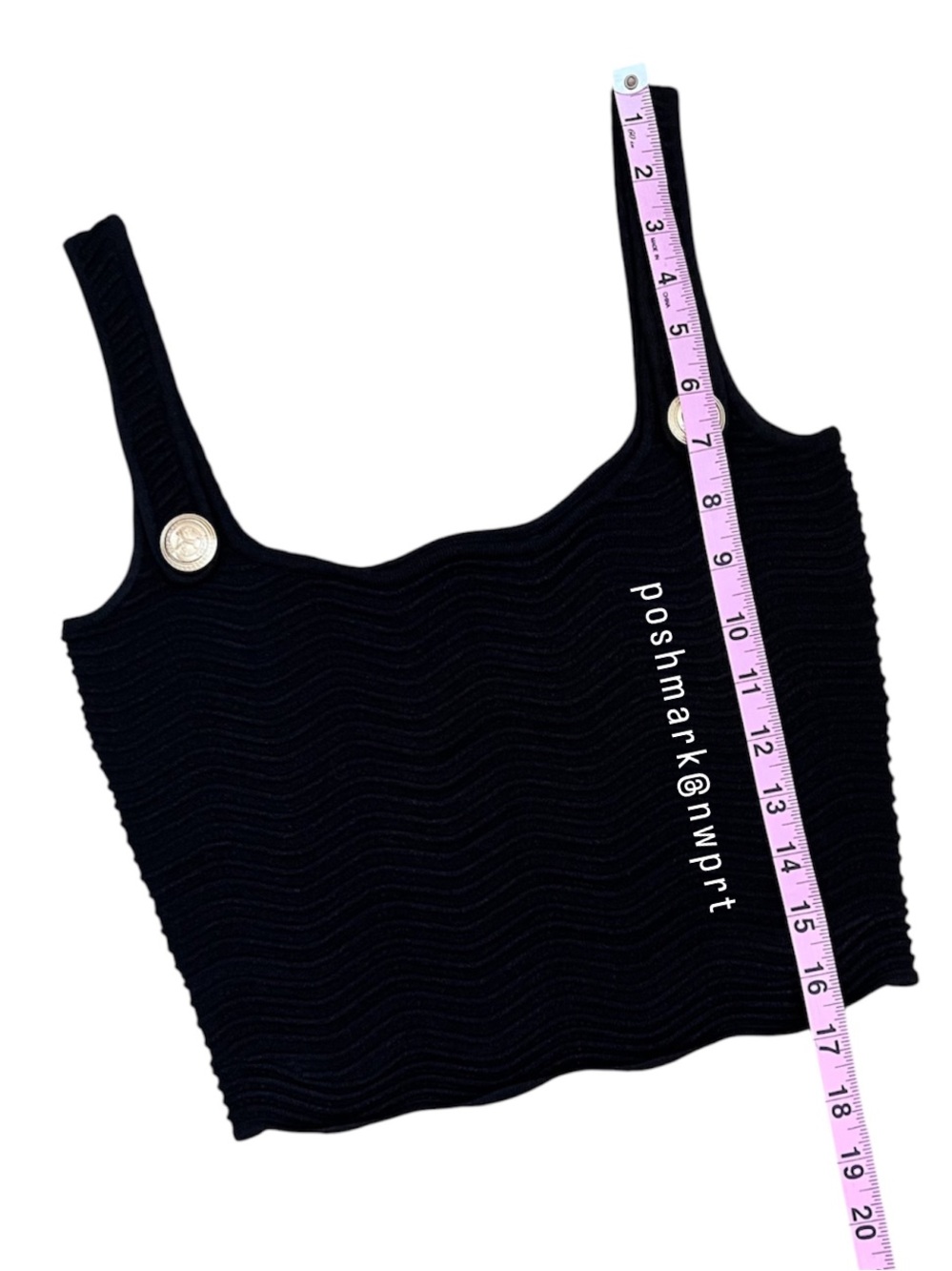 RETROFETE Aloe Knit Tank Top Crop Shirt Metallic Black XS - Picture 11 of 15